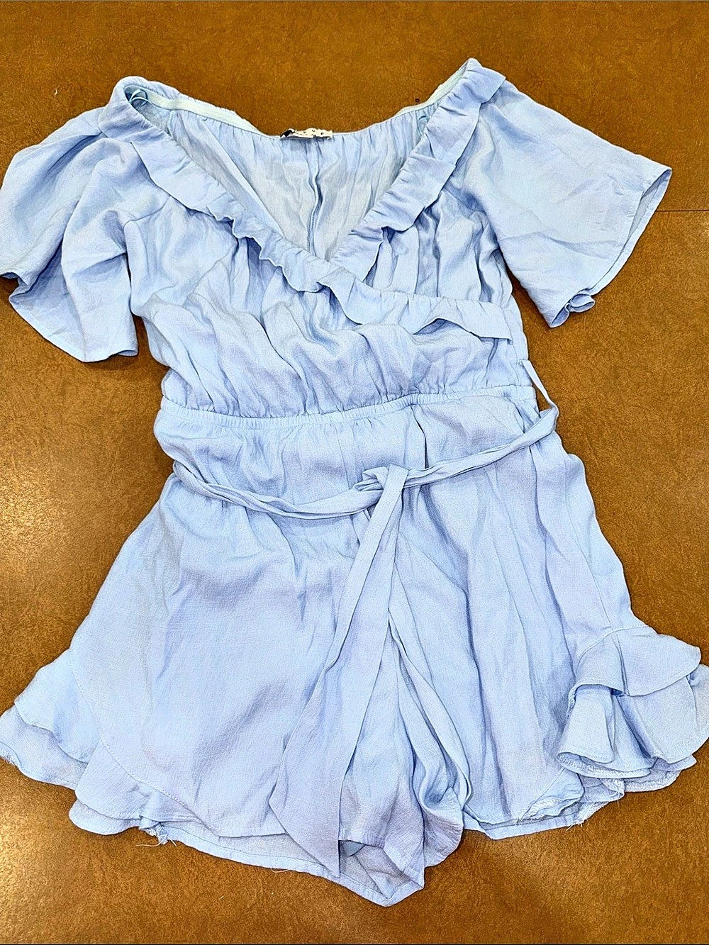 HYFVE Ruffled Romper in Blue Size Large